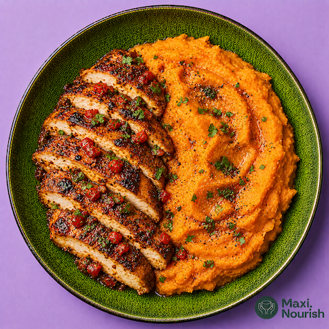 Cajun Chicken with Sweet Potato Mash