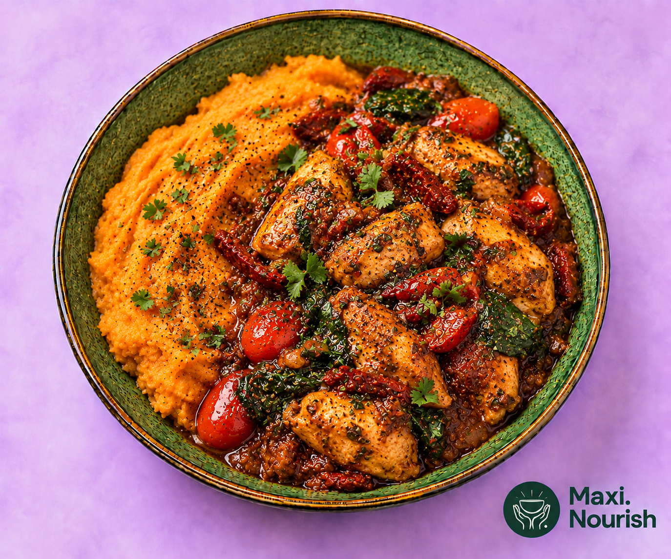 Sicilian Chicken w Sweet Potato Mash