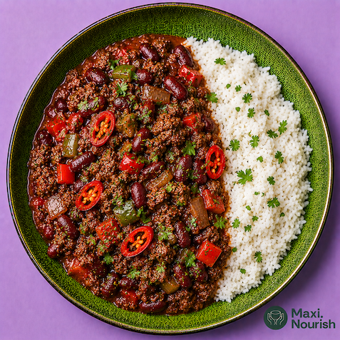 Venison Chilli Con Carne with Rice